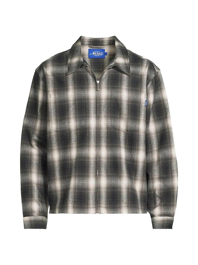 Mens Check Cotton Flannel Shirt Jacket Product Image