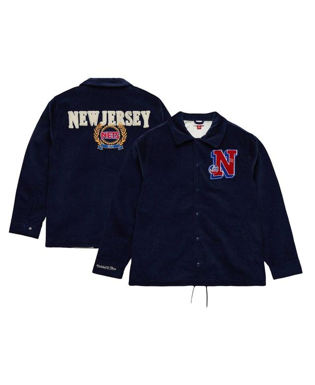 Mens Mitchell & Ness Navy New Jersey Nets Hardwood Classics Coaches Full-Snap Jacket Product Image