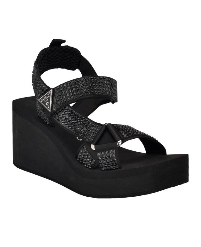 Guess Womens Dawsin Rhinestone Eva Strappy Wedge Sandals Product Image