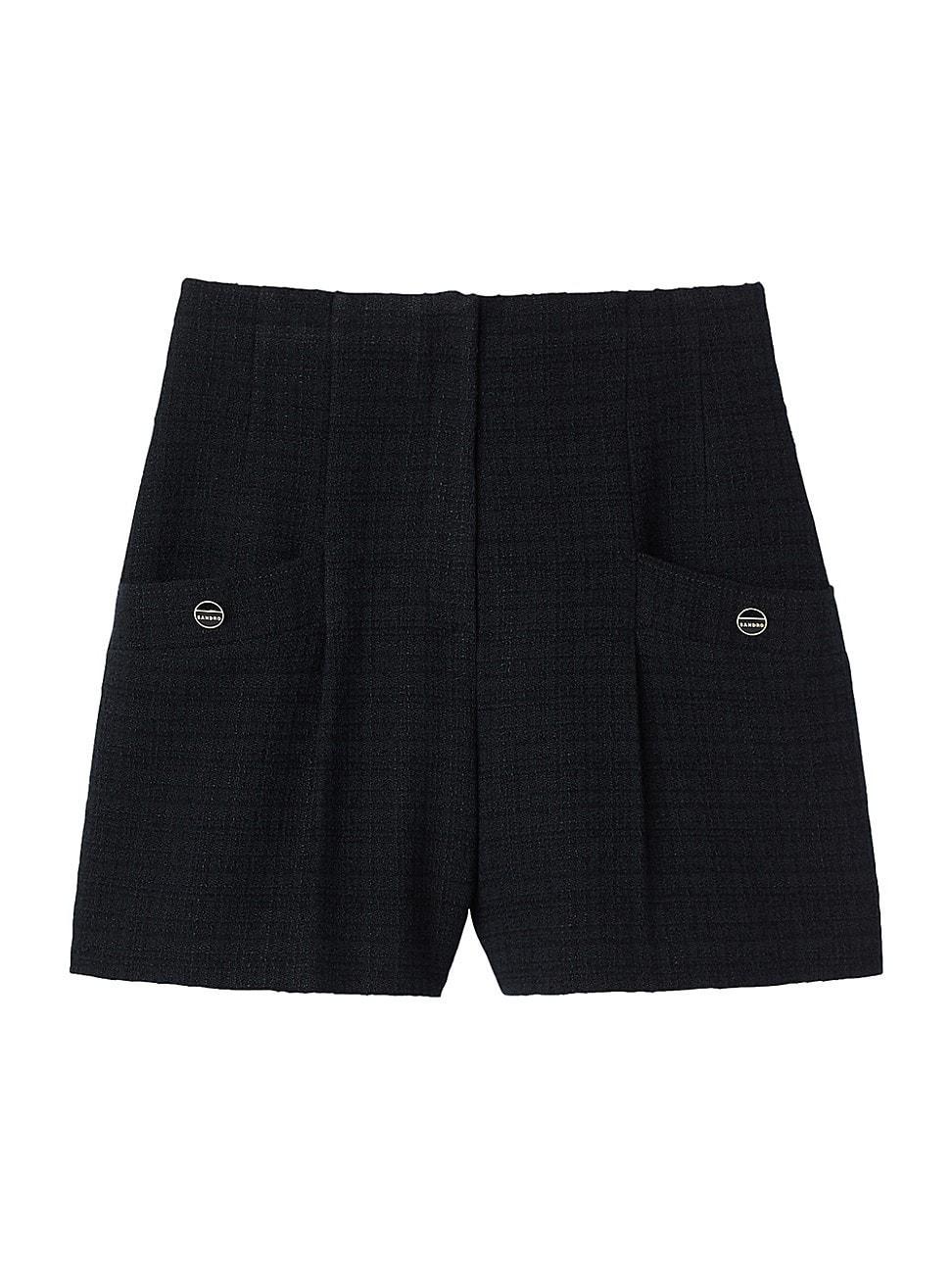 sandro Cadaques High Waist Pleated Tweed Shorts product image