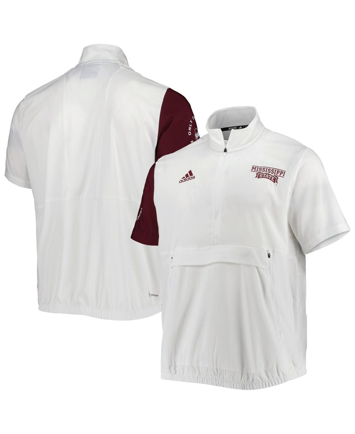 Mens adidas White Mississippi State Bulldogs M STM AEROREADY Half-Zip Jacket Product Image