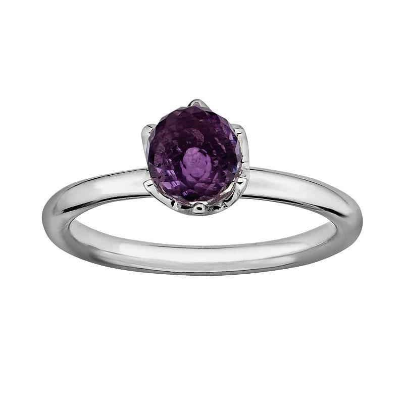 Stacks & Stones Sterling Silver Amethyst Briolette Stack Ring, Womens Grey Product Image