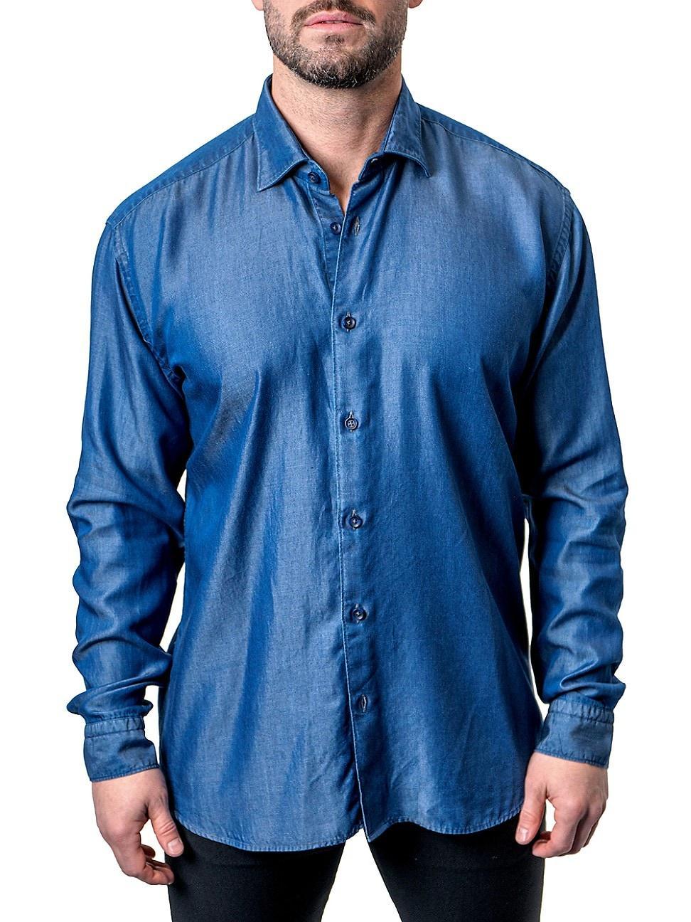 Mens Fibonacci Shiny Denim Shirt Product Image