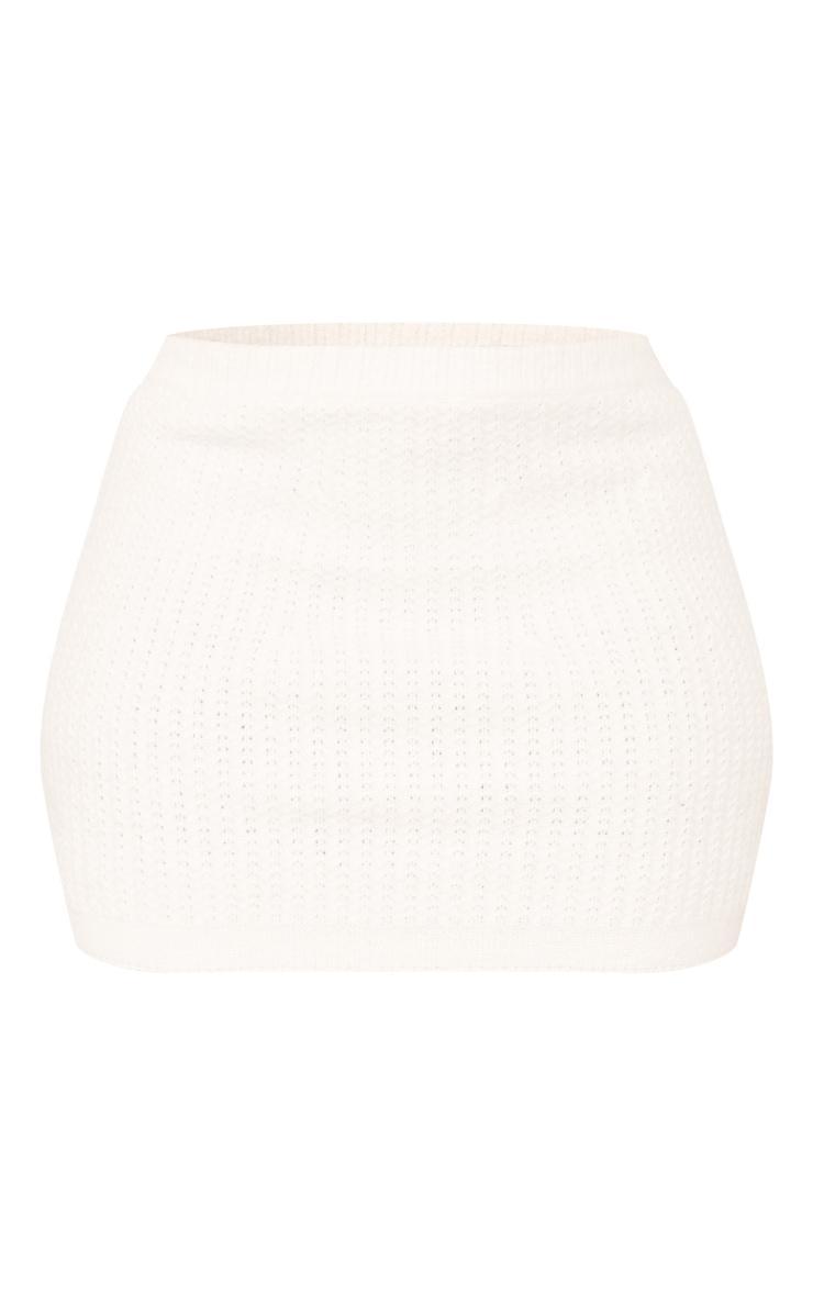 Plus Cream Brushed Knitted Mini Skirt Product Image