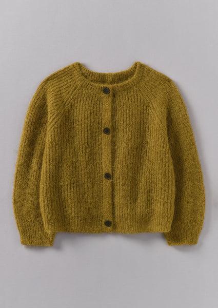 Ribbed Mohair Blend Cardigan | Old Gold product image