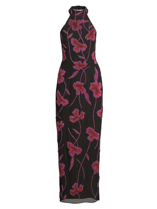 Womens Floral Beaded Trapeze Maxi Dress Product Image