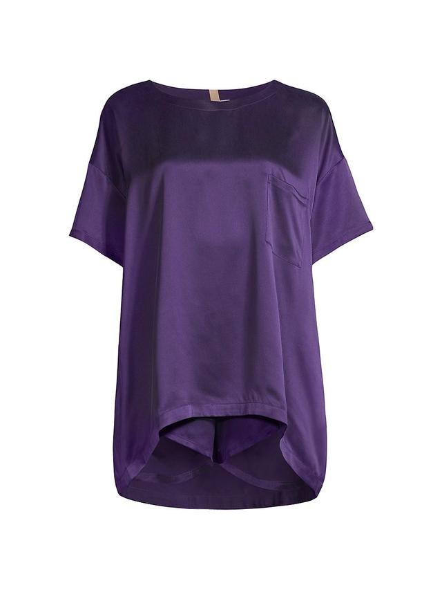 Womens Washable Silk Tee 2-Piece Pajama Set Product Image