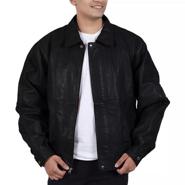 Big & Tall Franchise Club Ace Leather Bomber Jacket, Mens Brown Product Image