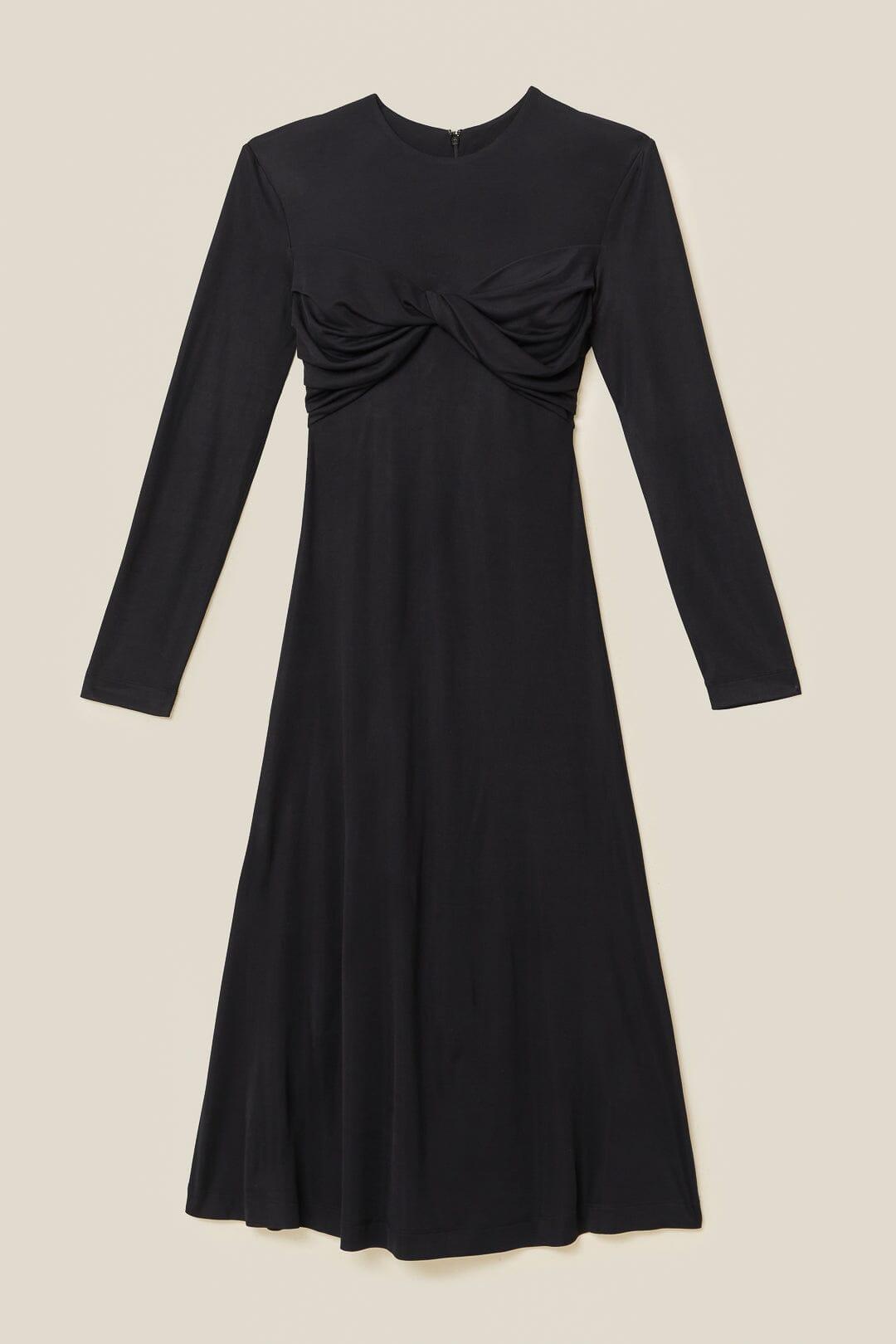 Black Twisted Cup Midi Dress Product Image