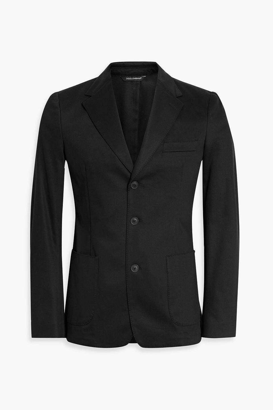 Slim-fit Cotton-blend Twill Blazer In Black Product Image