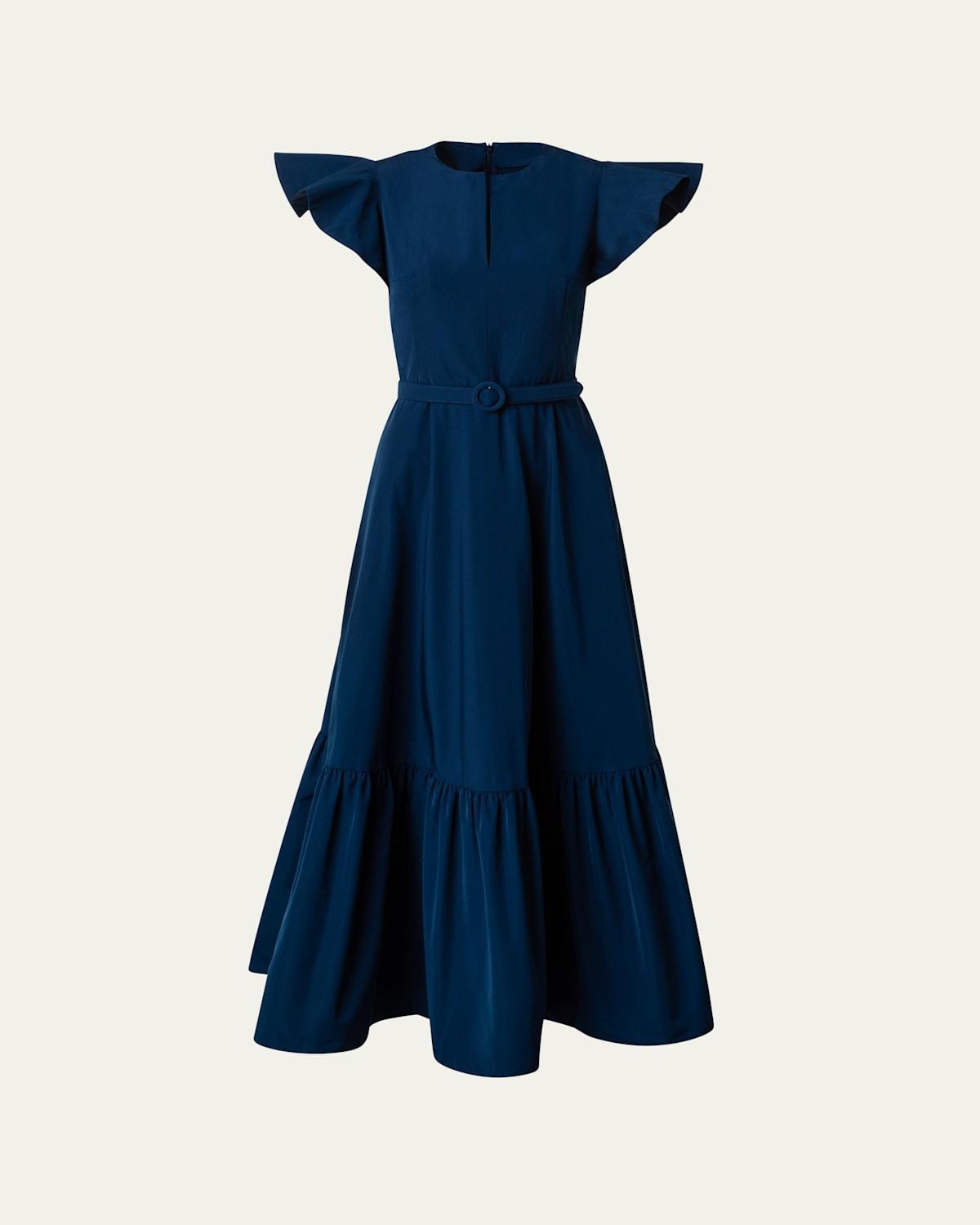 Womens Belted A-Line Midi-Dress Product Image