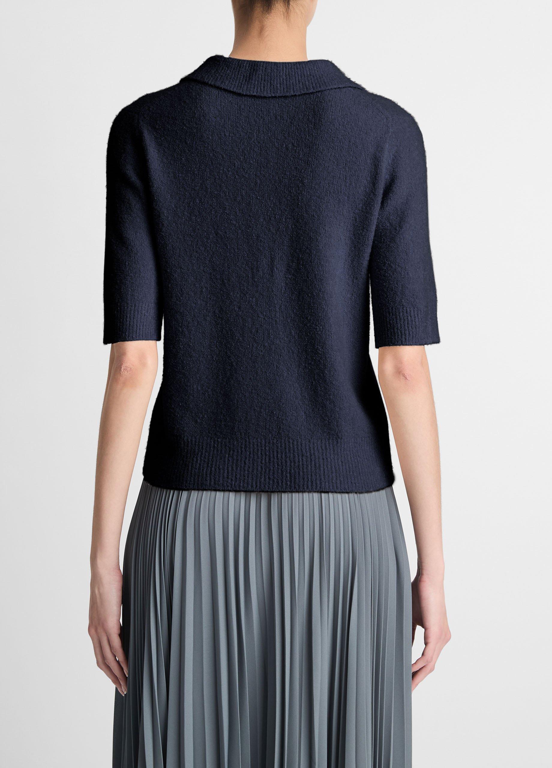 Soft Bouclé Silk-Blend Polo Sweater Product Image