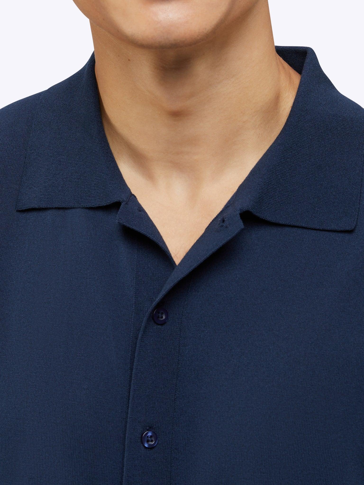 Riviera Knit Button Up | Pacific Blue Signature-Fit Product Image