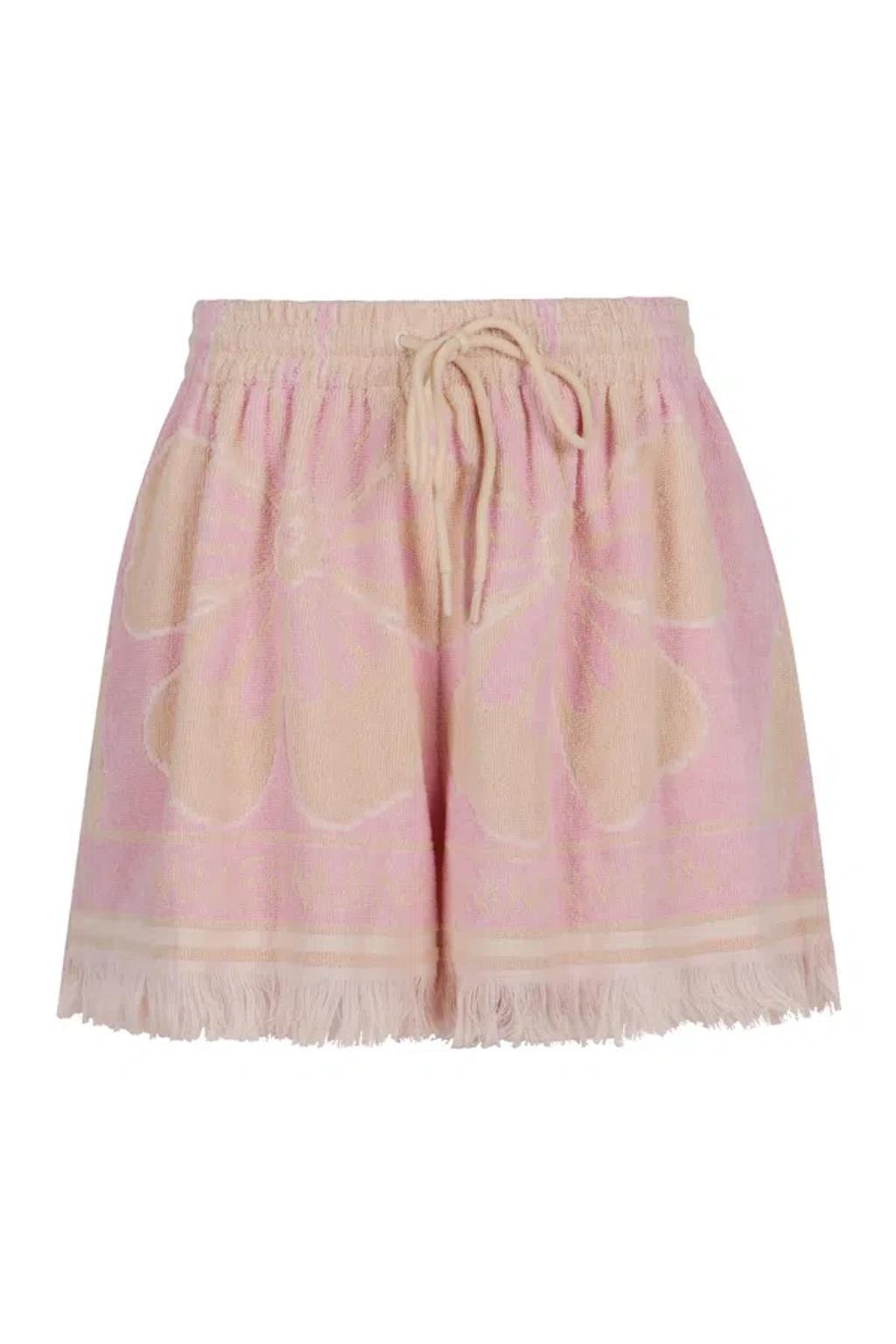 Pop Printed Cotton Shorts In Pink Product Image