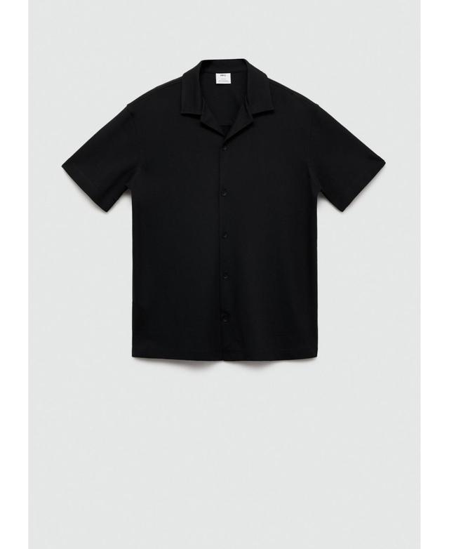 Short sleeved cotton shirt - Men | MANGO USA Product Image