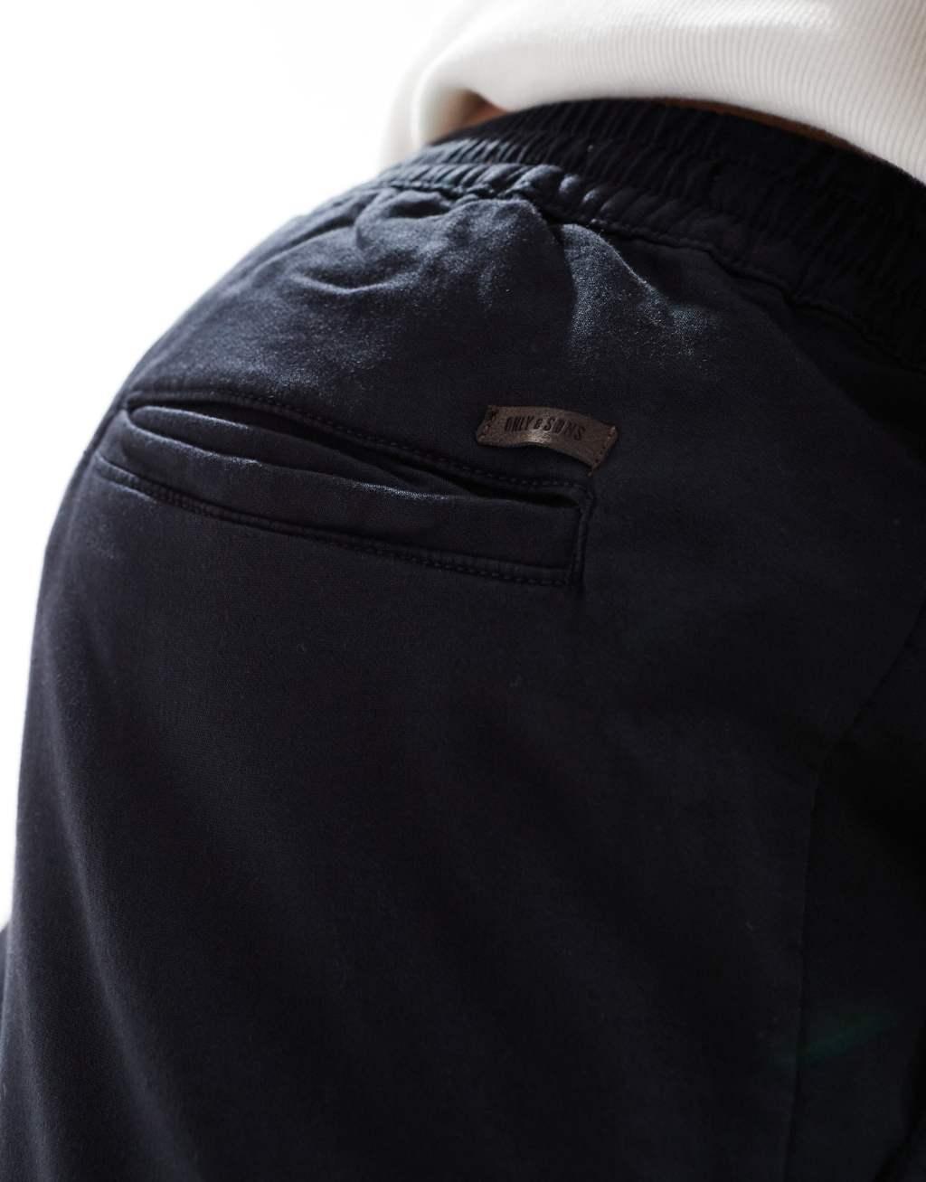 ONLY & SONS tapered casual pants in navy Product Image