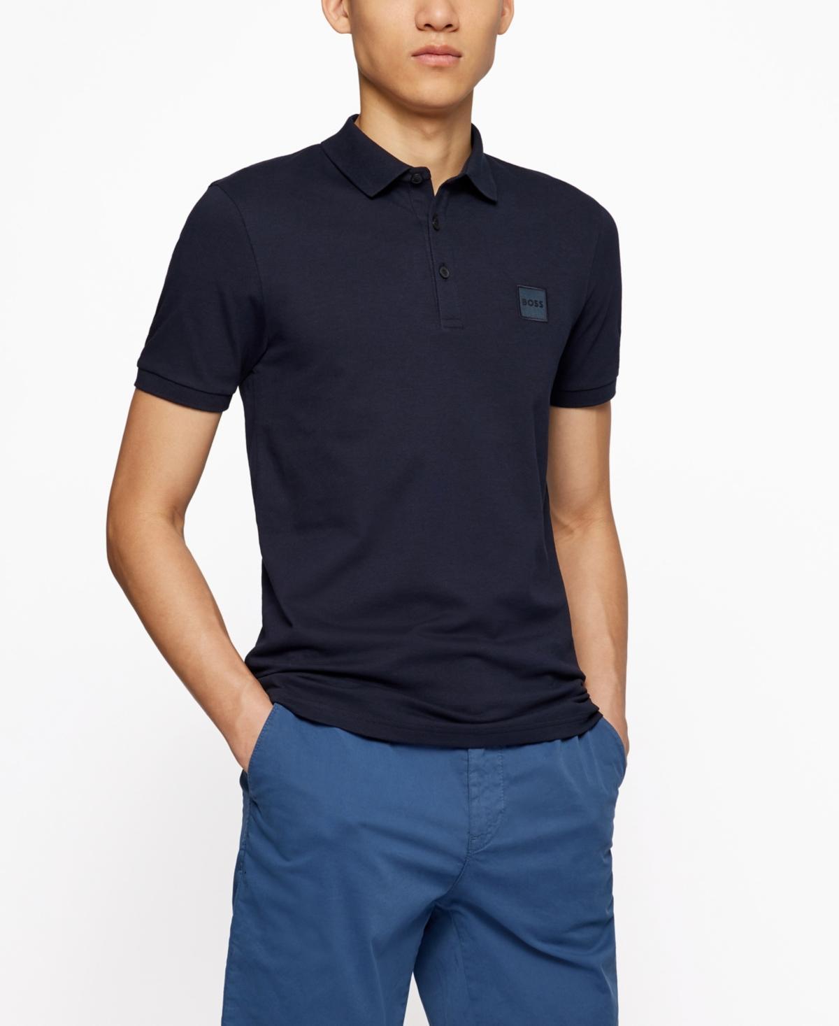 Mens Stretch-Cotton Slim-Fit Polo Shirt With Logo Patch Product Image