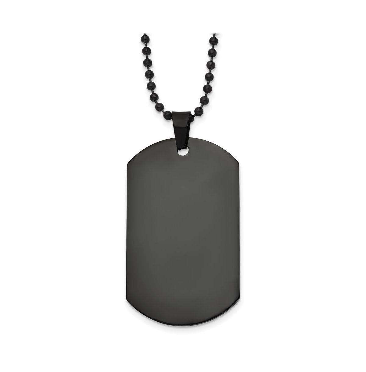 Chisel Polished Black Ip-plated Dog Tag on a Ball Chain Necklace Product Image