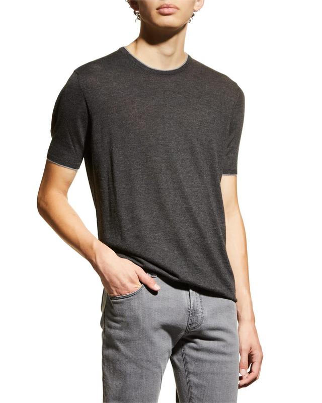 Mens Cashmere T-Shirt w/ Tipping Product Image