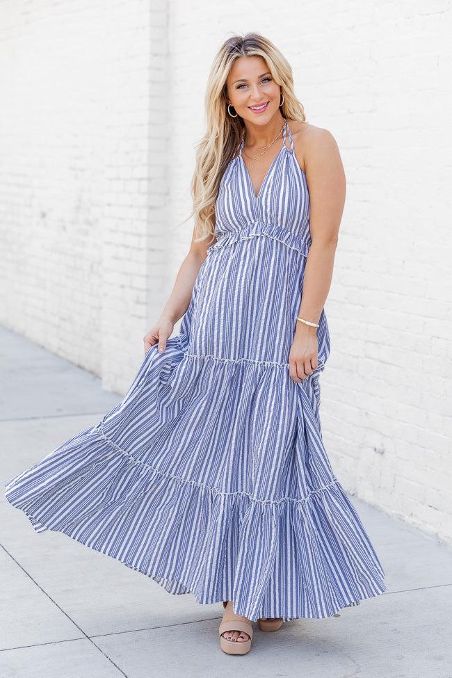 All I Want Is You Blue Striped Maxi Dress FINAL SALE Product Image