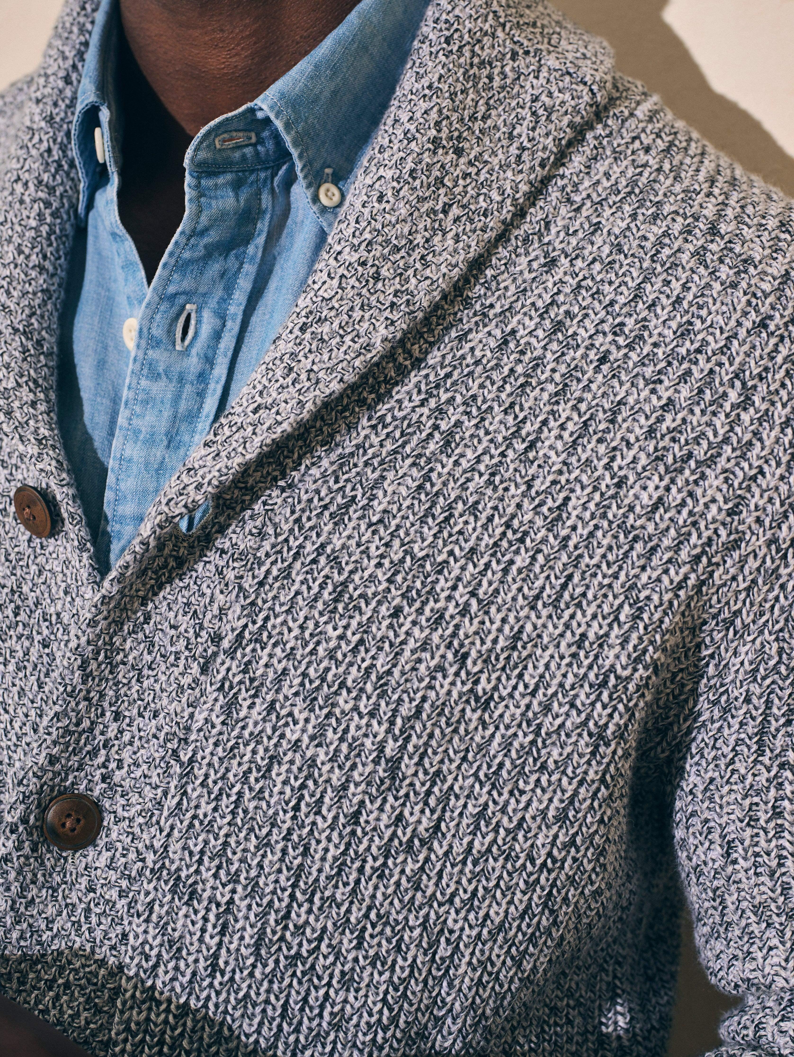 Marled Cotton Cardigan - Light Grey Marl Male Product Image