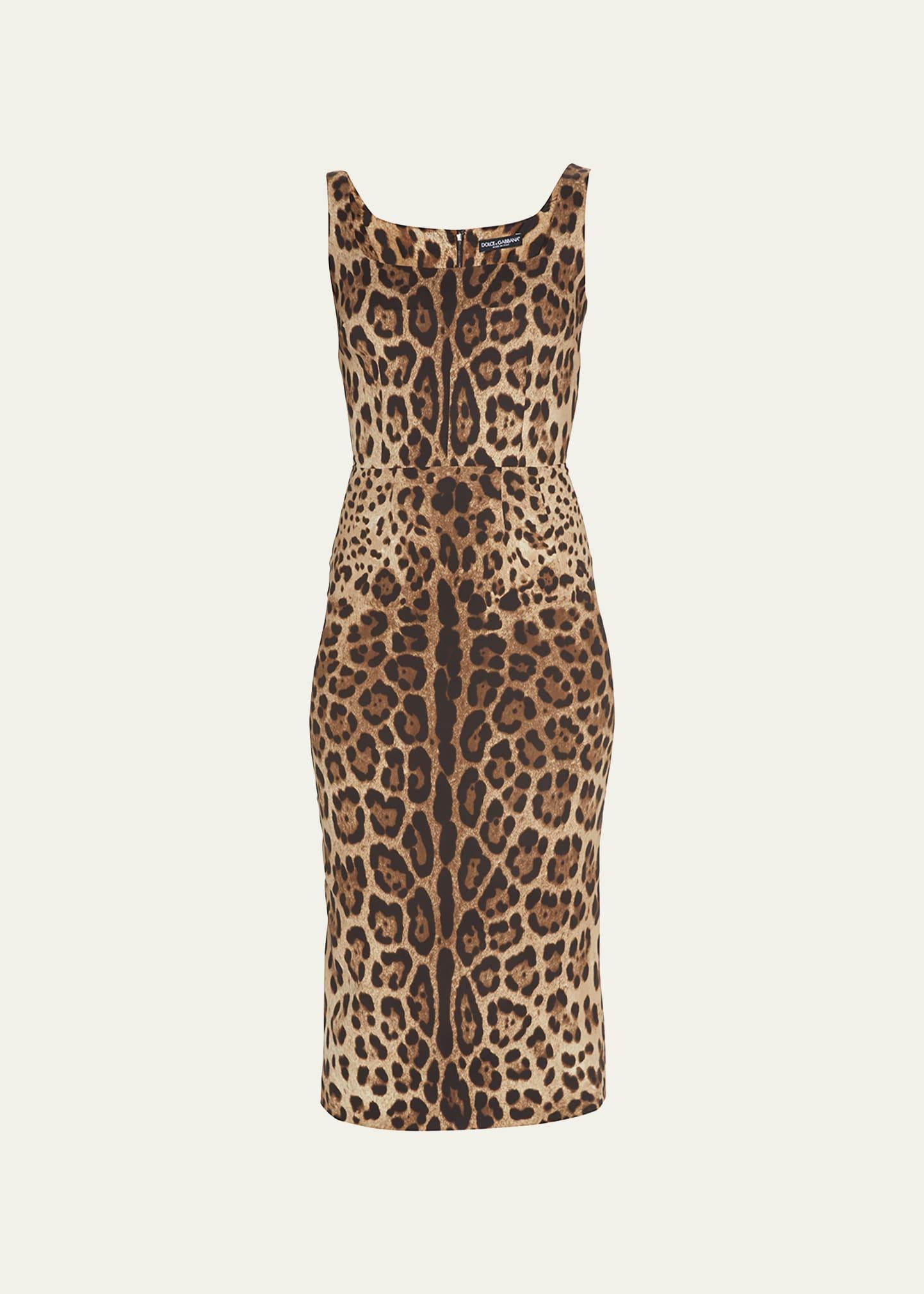 Womens Silk-Blend Leopard-Print Sheath Dress Product Image