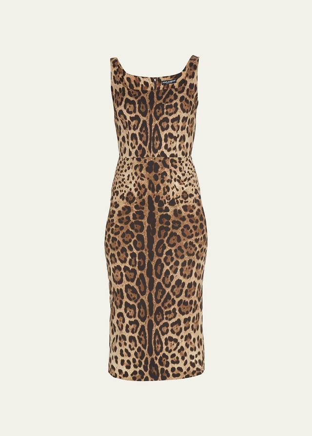 Womens Silk-Blend Leopard-Print Sheath Dress Product Image