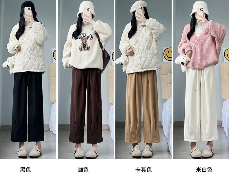 High Rise Plain Wide Leg Pants Product Image