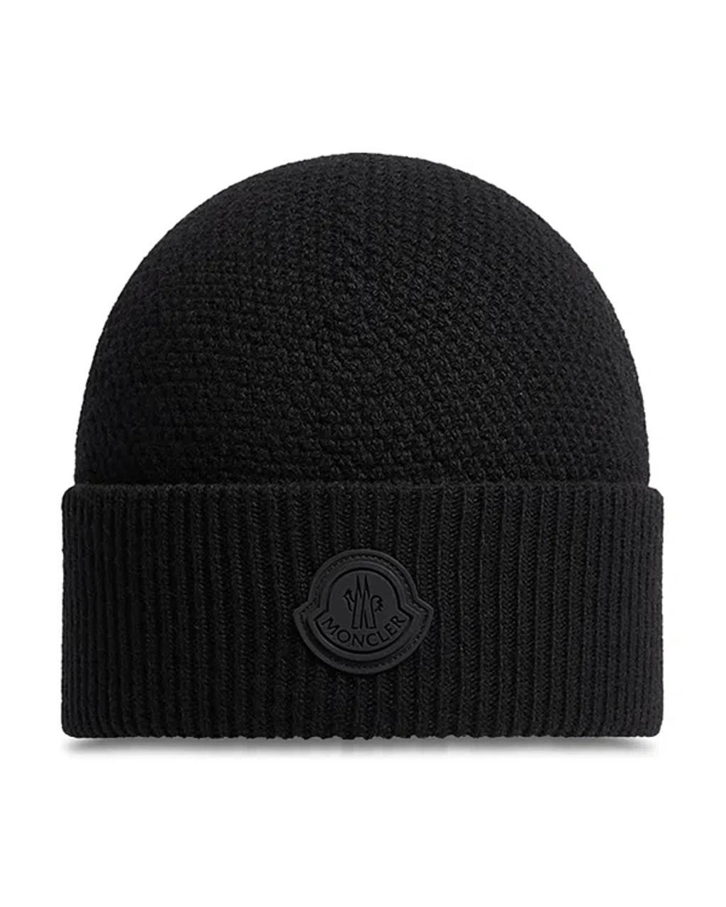 MONCLER Wool Logo Patch Beanie In Black Product Image