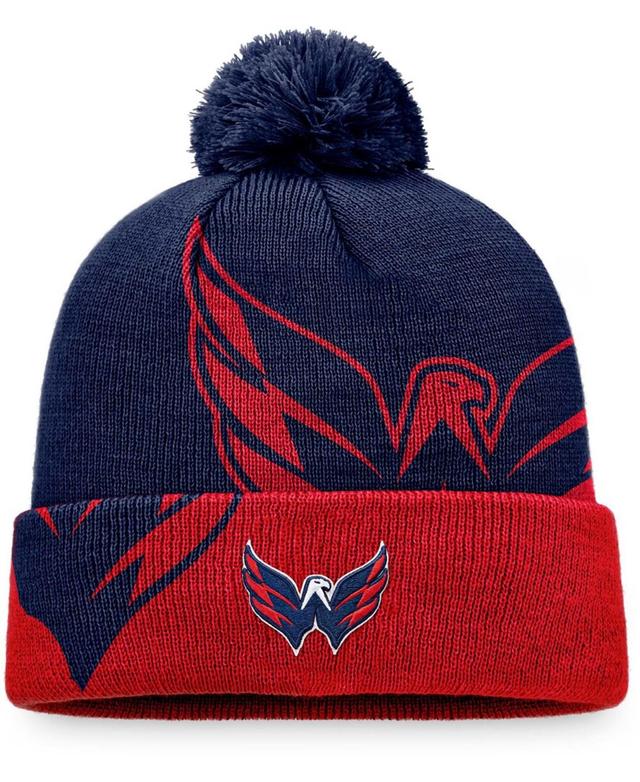 Mens Navy Washington Capitals Block Party Cuffed Knit Hat with Pom - Navy Product Image