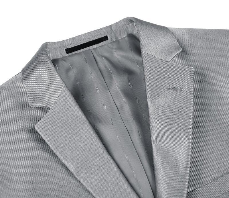 Gray Regular Fit Sharkskin Italian Styled 2 Piece Suit Product Image