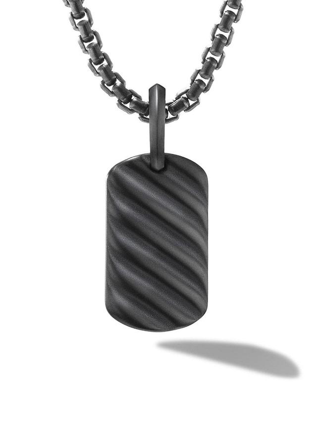 Mens Sculpted Cable Tag Pendant In Titanium Product Image