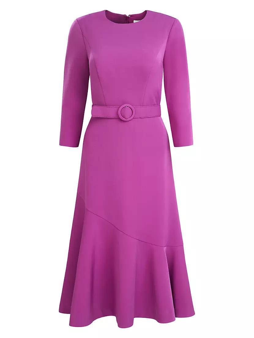 Womens Polly Belted Flounce Midi-Dress Product Image