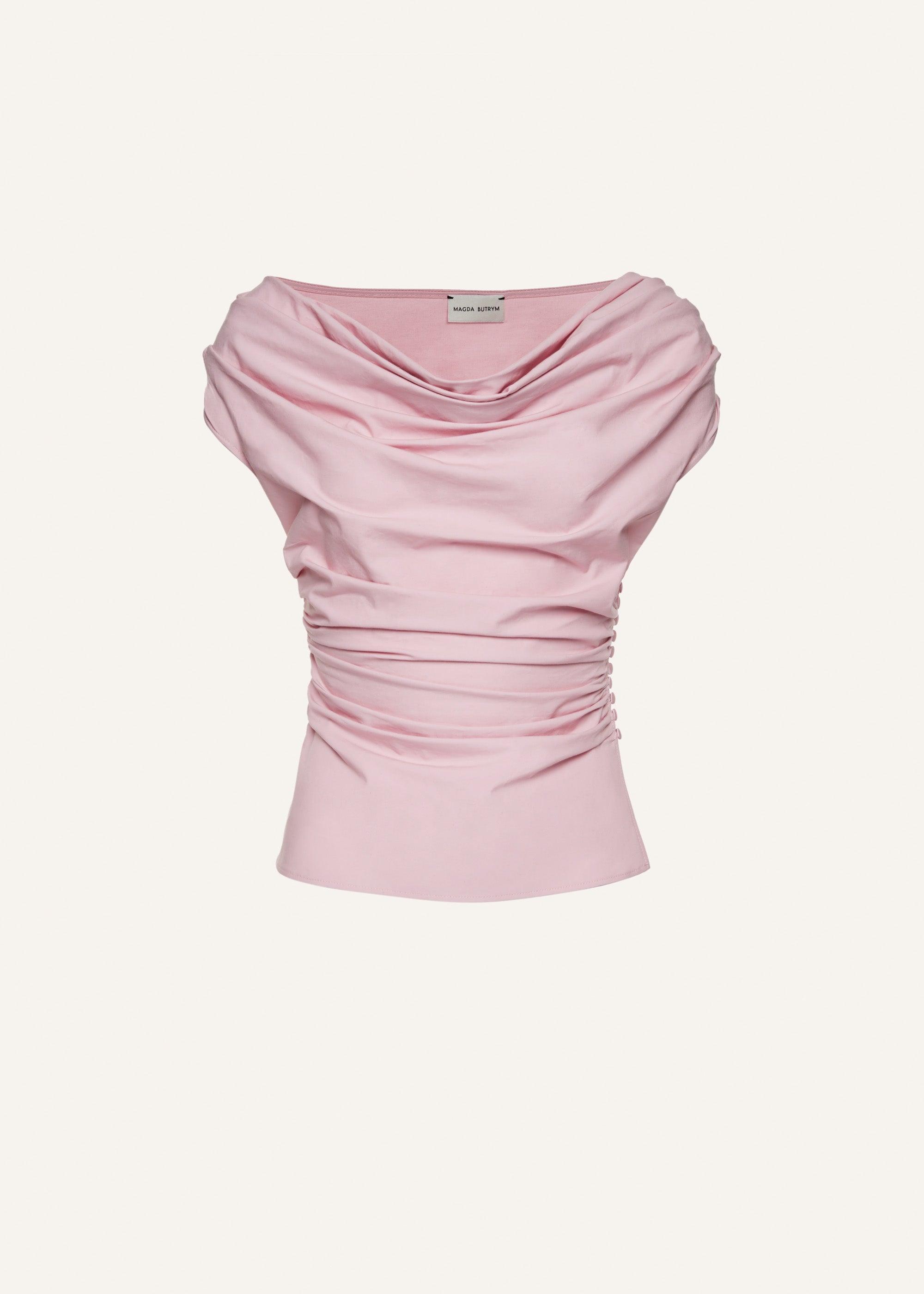 Off shoulder draped top in pink Product Image