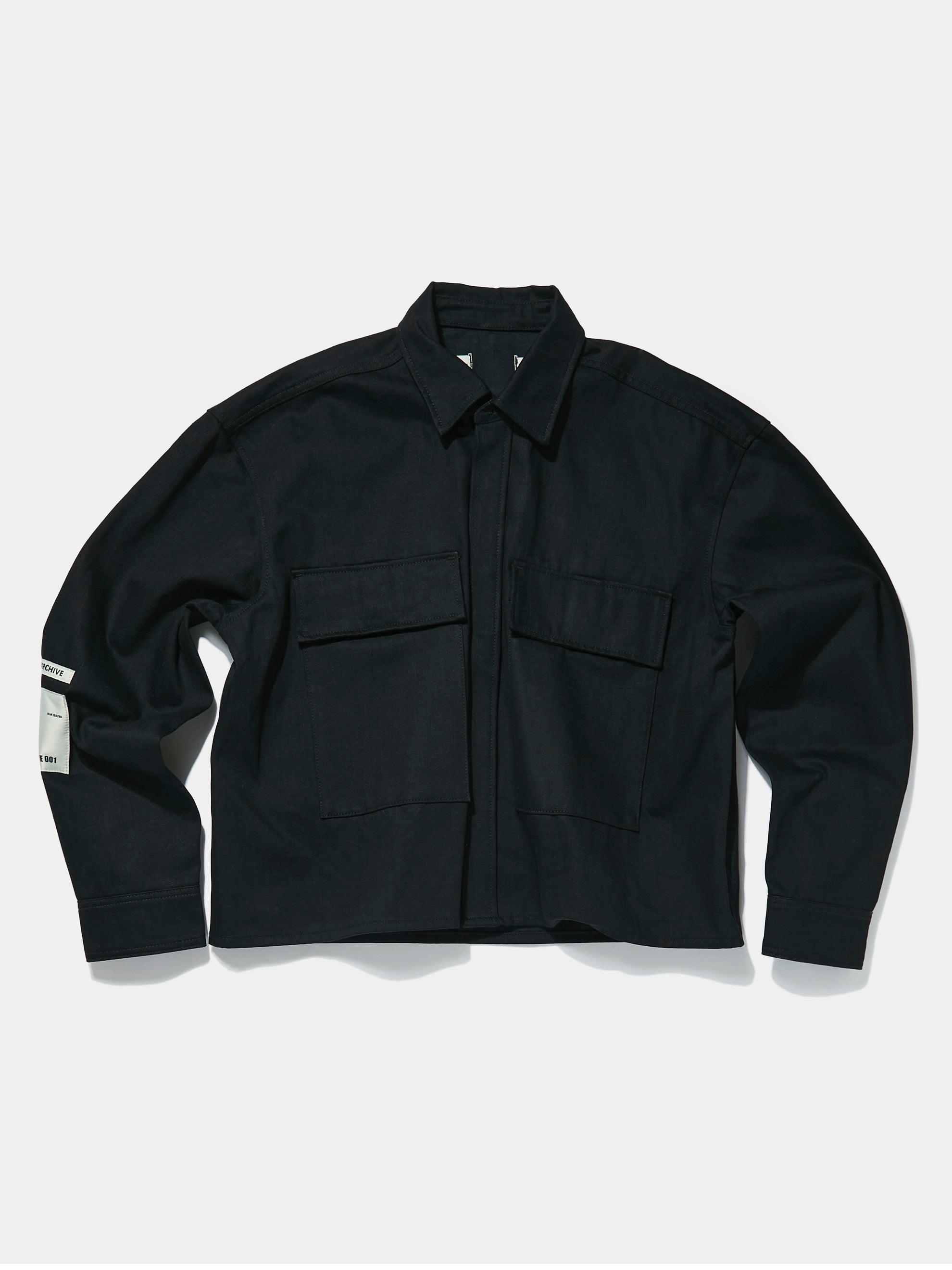 FLAP POCKET SHIRT (Black Denim Raw) Product Image