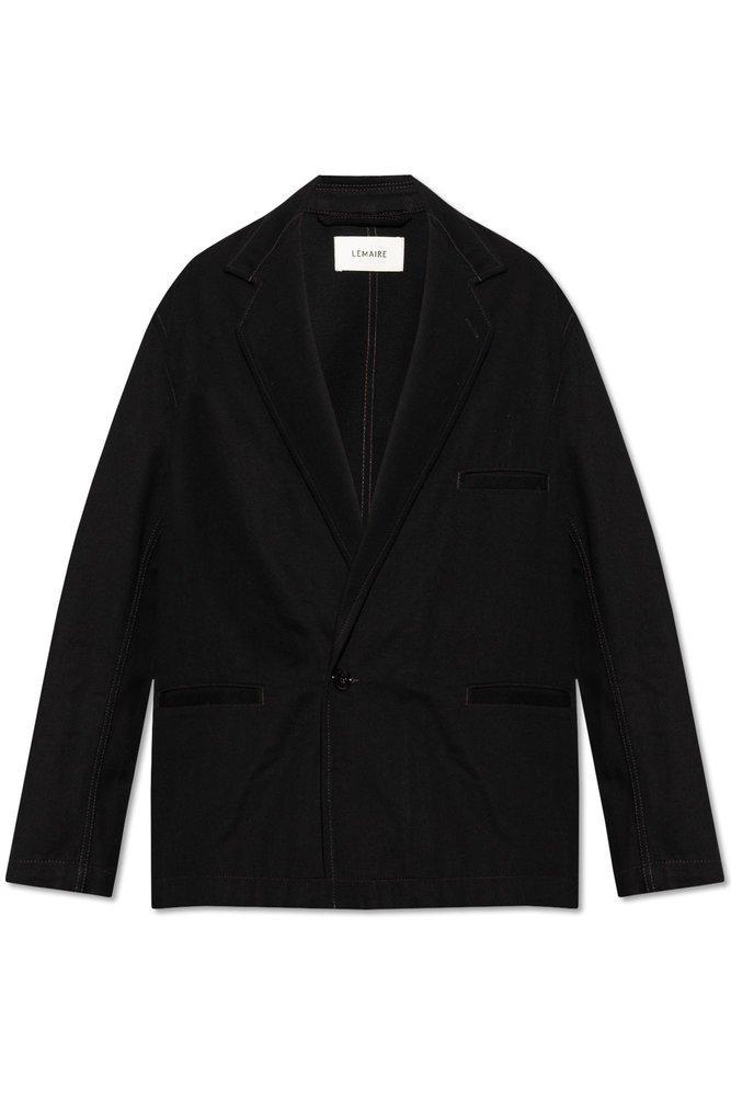 Drop Shoulder Twill Blazer In Black Product Image