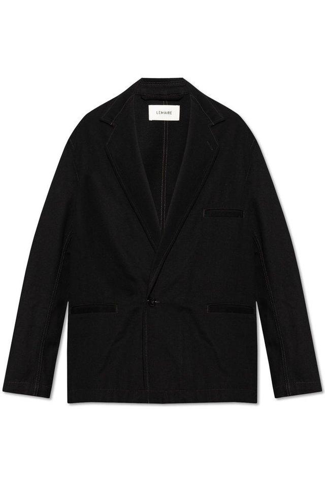 Drop Shoulder Twill Blazer In Black Product Image