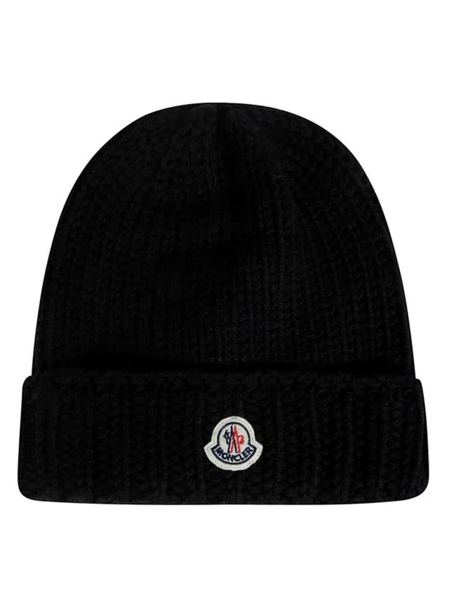 MONCLER Branded Wool Hat In Black Product Image