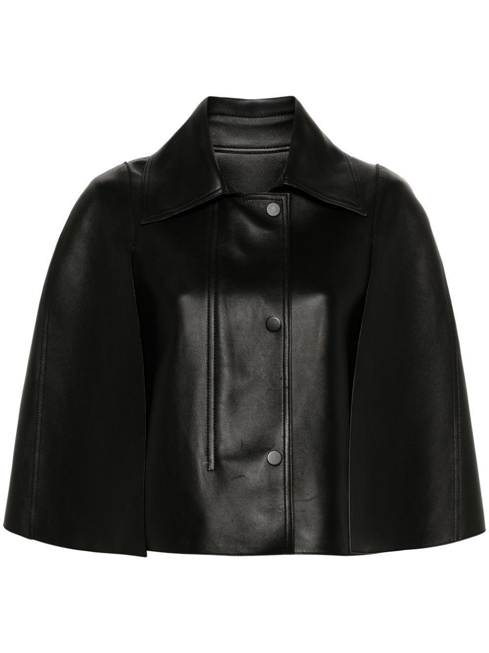 TOTÊME Double Leather Cape In Black Product Image