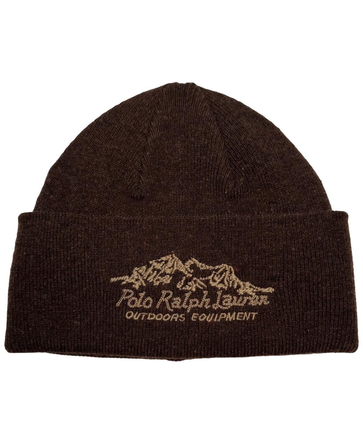 POLO RALPH LAUREN Men's Embroidered Summit Beanie In Dark Brown Product Image