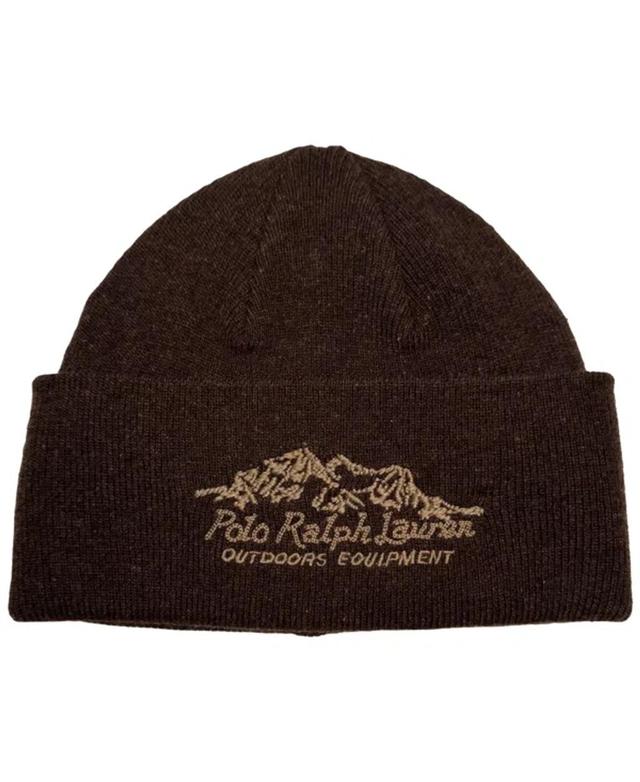 POLO RALPH LAUREN Men's Embroidered Summit Beanie In Dark Brown Product Image