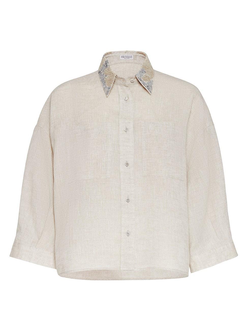 Womens Lessiv Linen Shirt With Dazzling Magnolia Collar product image