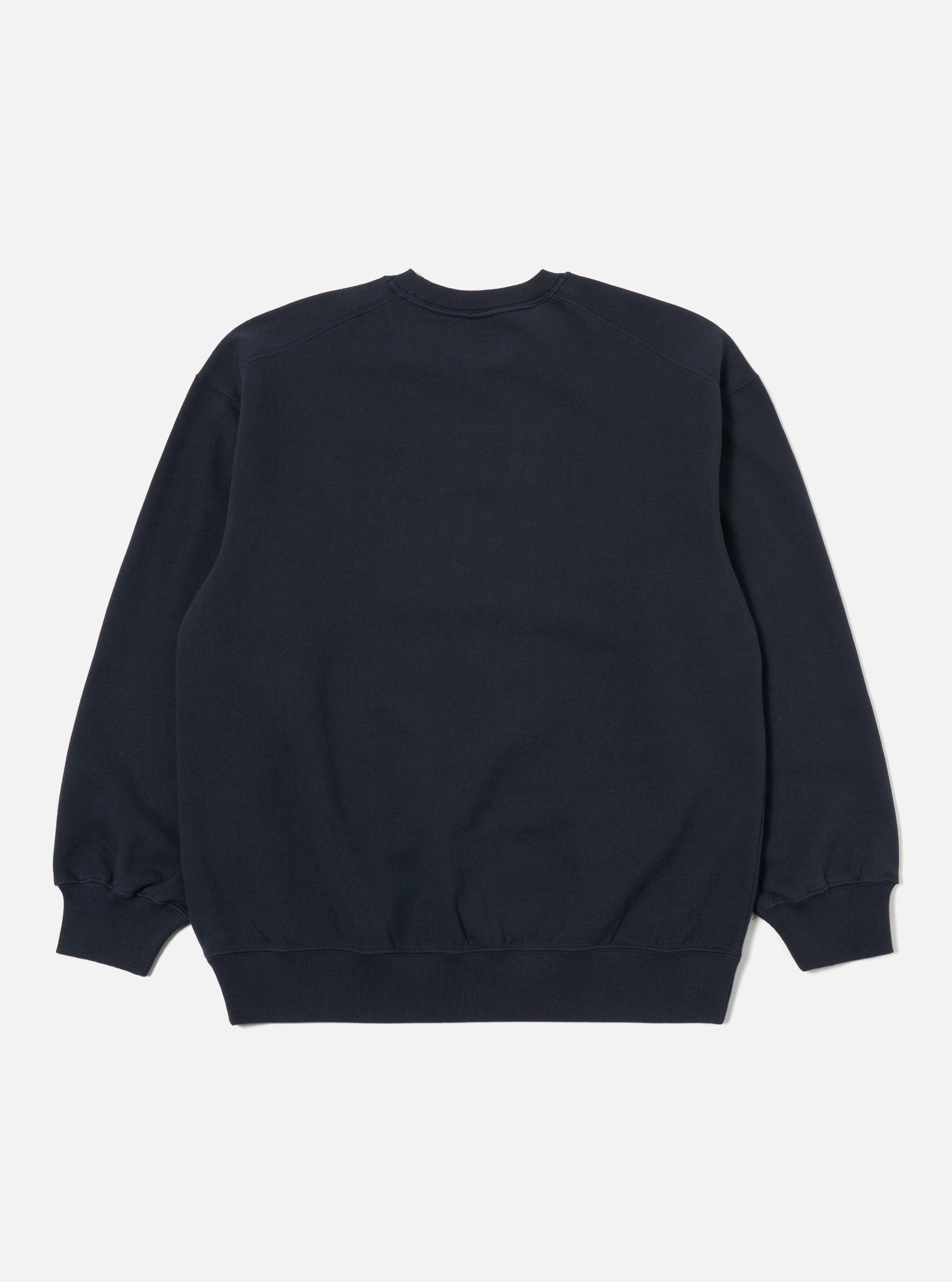 Universal Works Embroidered Sweatshirt in Navy Brush Back Sweat Product Image