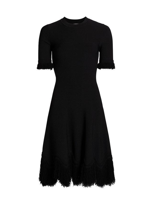 Womens Vittoria Plush Fringe Knit Midi-Dress Product Image