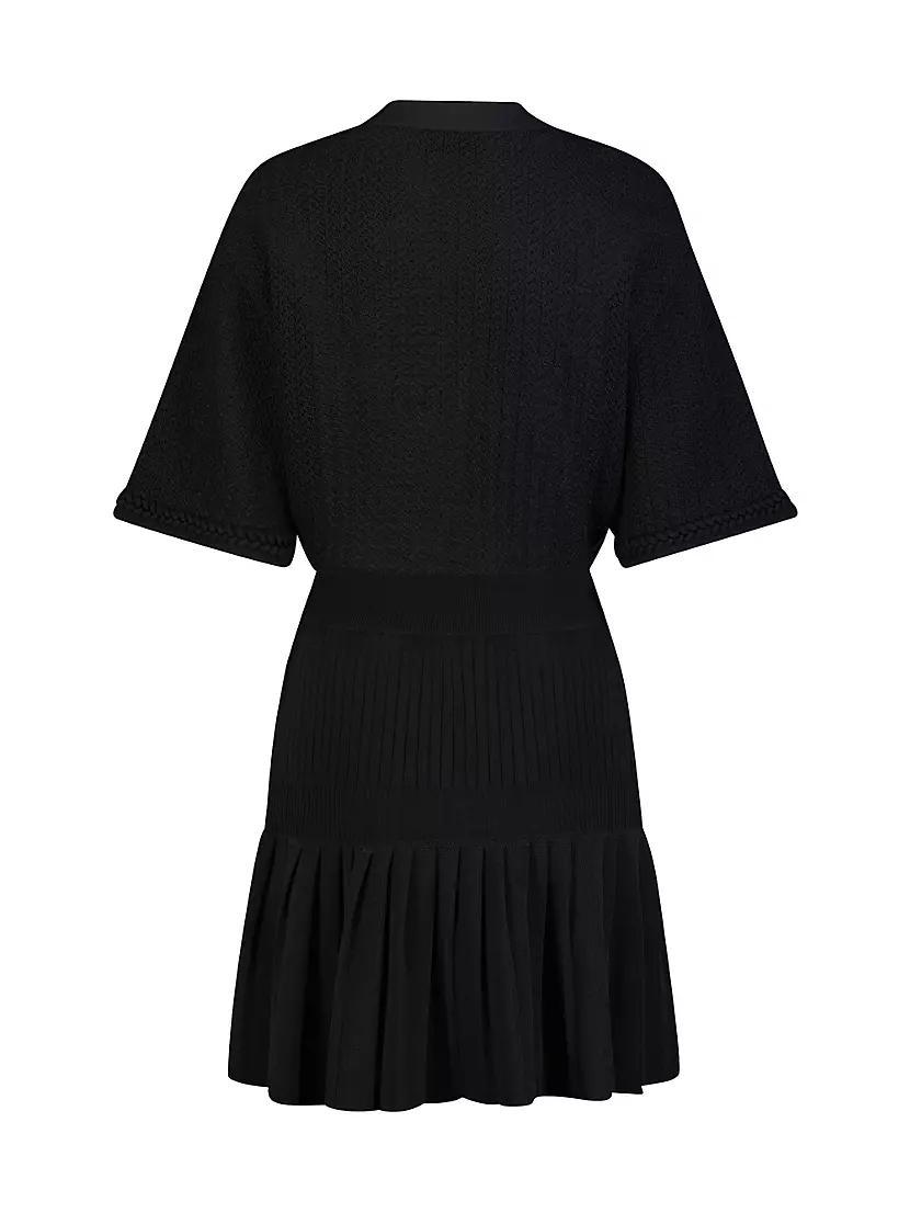 Womens Short-Sleeve Pleated Knit Minidress Product Image