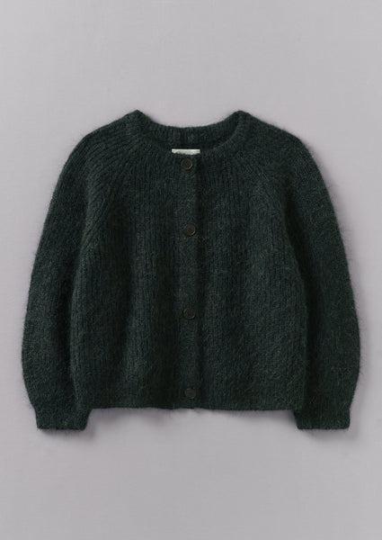 Ribbed Mohair Blend Cardigan | Deep Forest Product Image