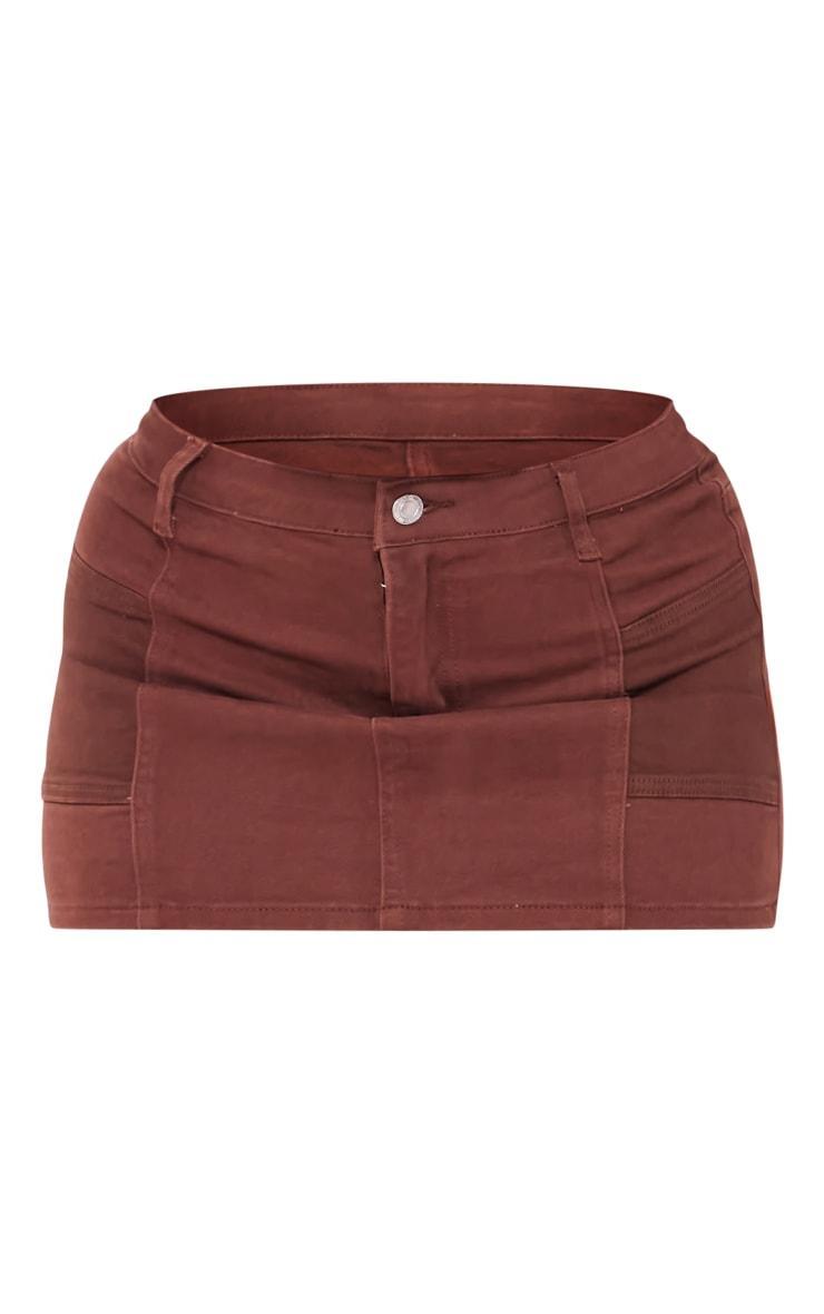 Shape Washed Brown Denim Micro Mini Skirt Product Image