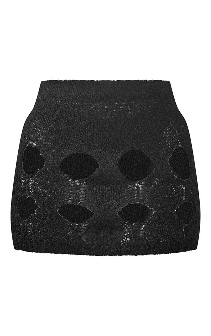 Black Boucle Knit Mini Skirt Product Image