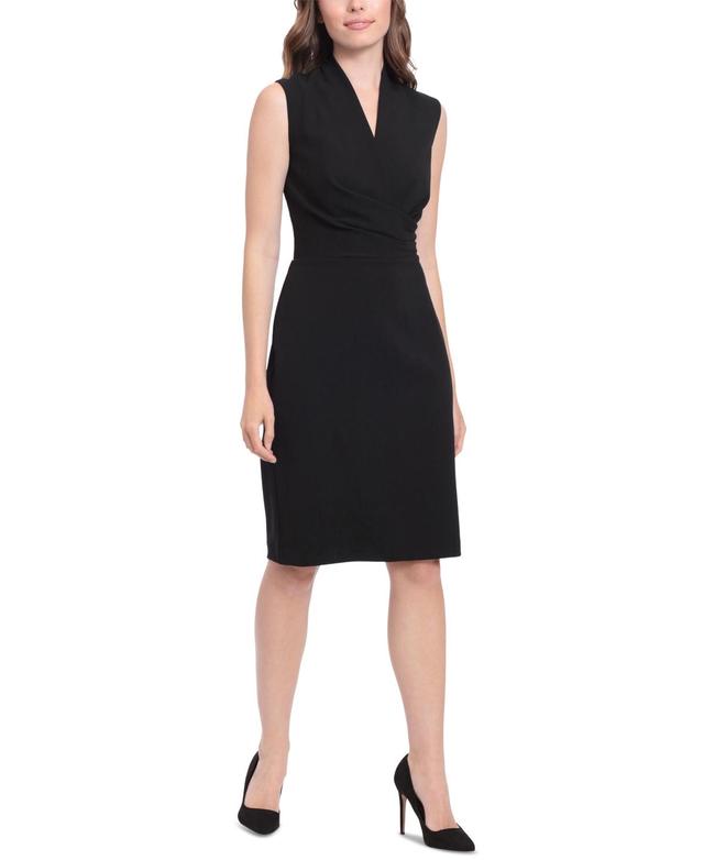 London Times Womens Sleeveless Shoulder-Pleat Sheath Dress Product Image