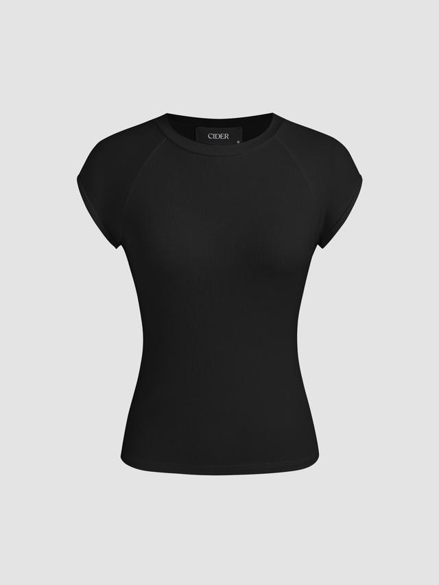 Solid Round Neckline Short Sleeve Tee Product Image